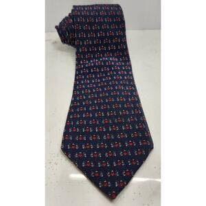 VNT 1978 Ferrari Men's Navy Blue Cars And Logo 100% Silk Tie Made In Spain
